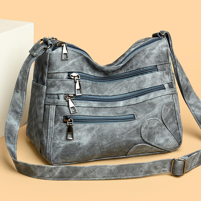 新品中老年人女包2025新款软皮百搭单肩斜挎包中年女士妈妈包多层