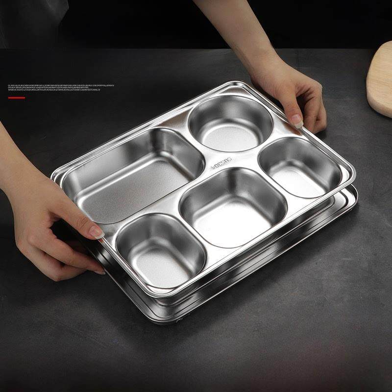 新品304不锈钢快餐盘带盖长方形成人学生儿童员工食堂分格饭盘四,餐饮具,盘,淘宝优惠券,粉丝福利购,淘宝优惠卷