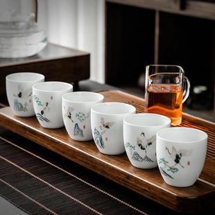 极速白瓷手绘羊脂玉主人杯单杯女功夫茶碗茶杯大号陶瓷家用个人品