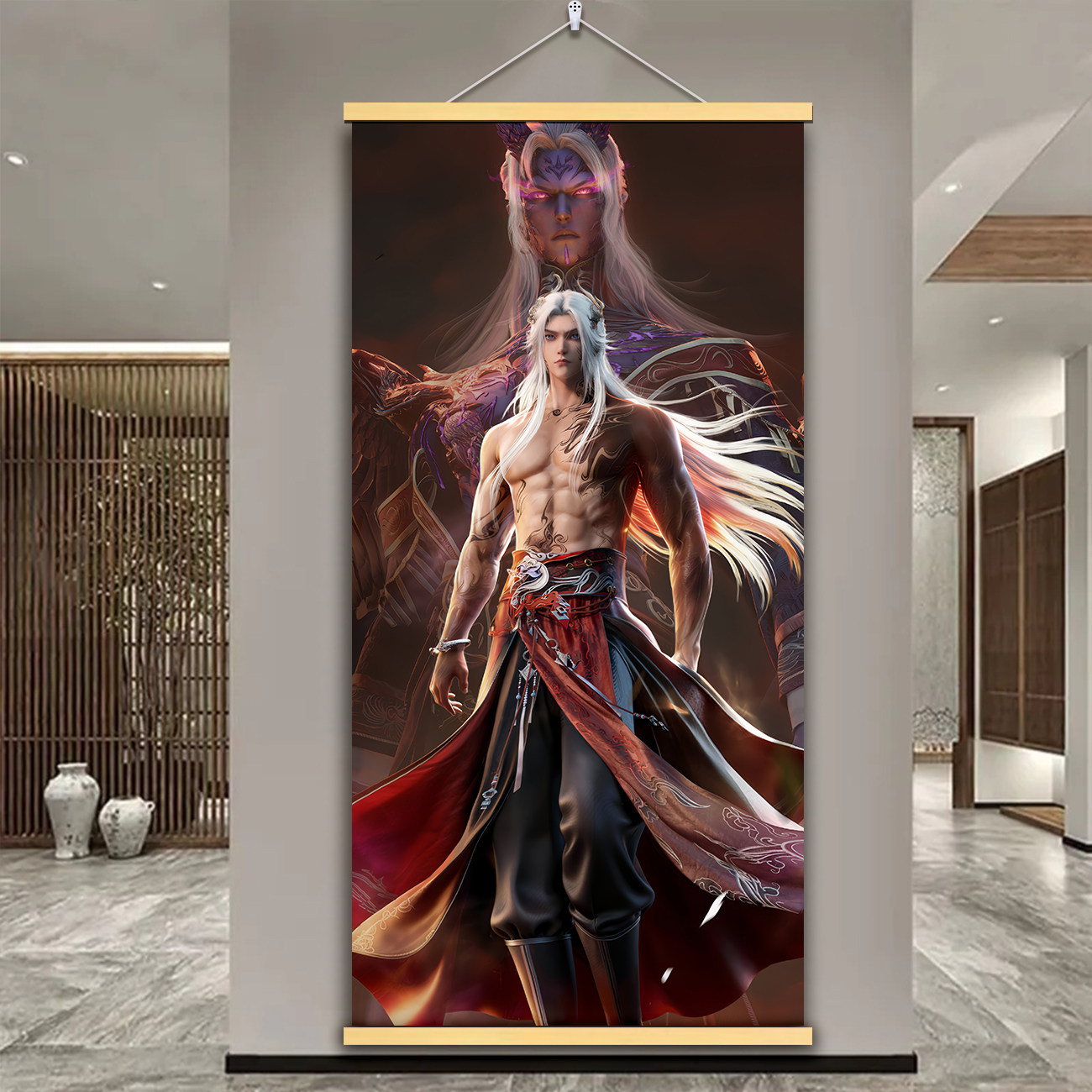 仙逆王林问鼎挂画墙面装饰画室内海报墙贴装饰画实木卷轴式挂画