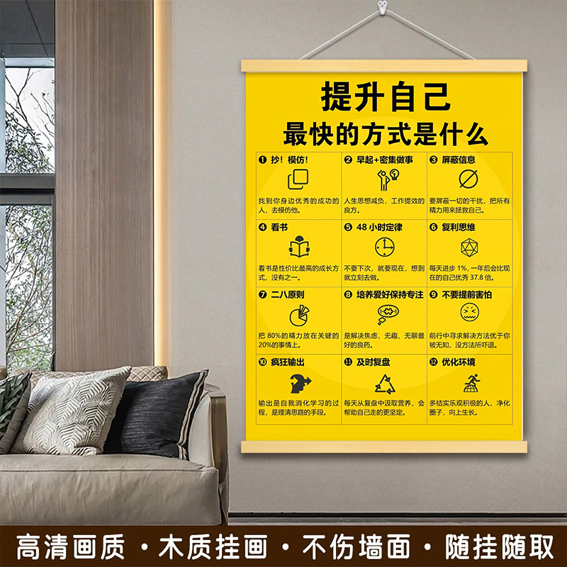 提升自己的最快方式装饰画挂画寝室客厅正向治愈高能量励志挂画