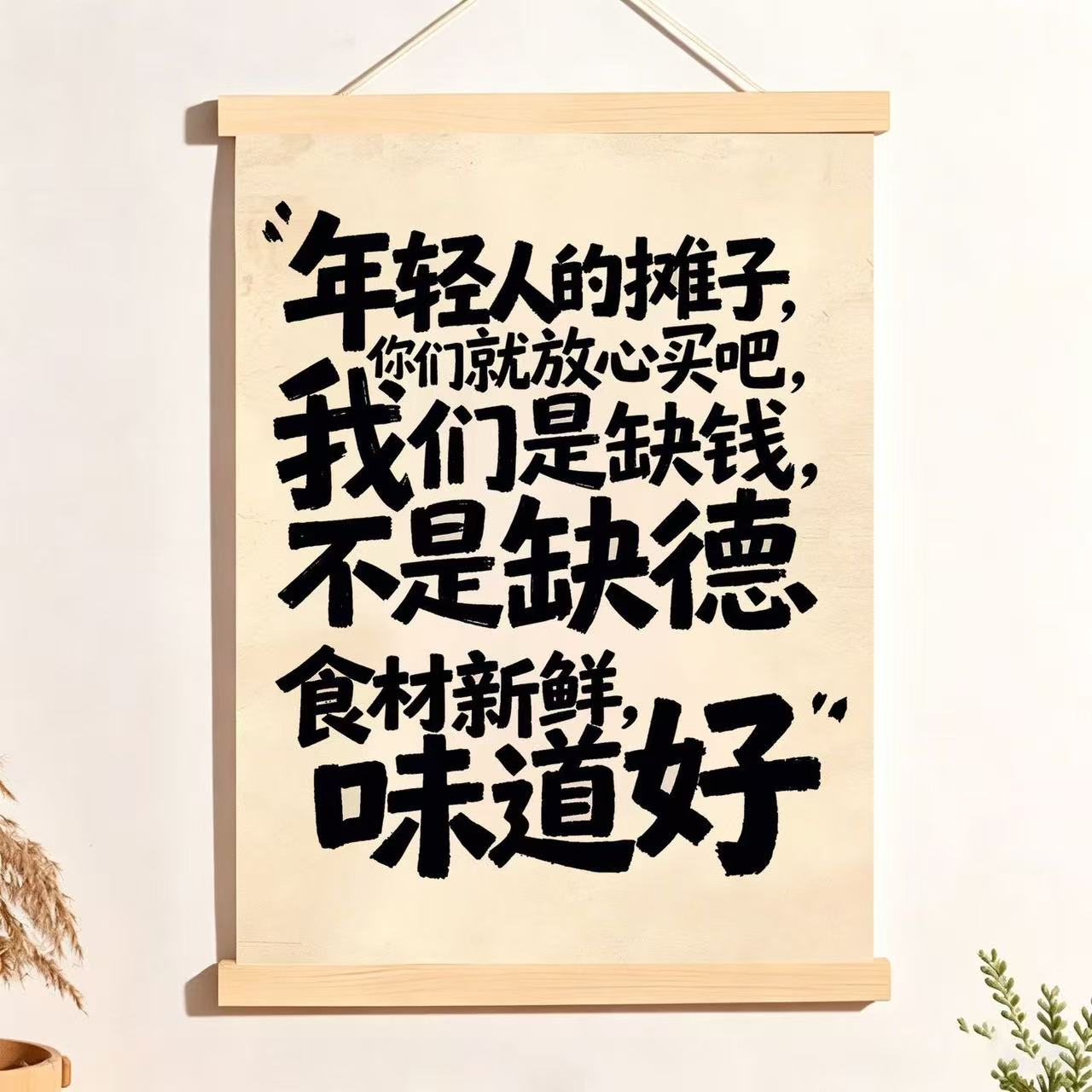 年轻人的摊子放心买美食店搞怪文字餐饮店铺趣味装饰墙面实木装饰