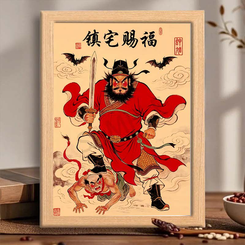 钟馗神威镇宅相框摆件摆台放入户门玄关电视柜招财好运艺术相框
