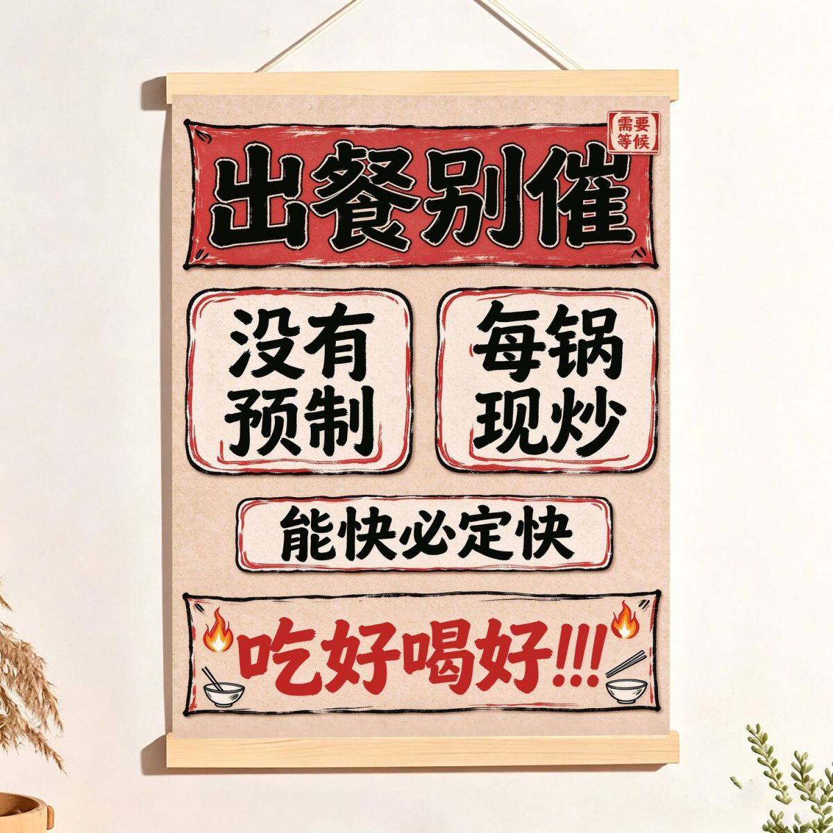 出餐别催搞笑网红引流挂画夜市炒饭餐厅饭店烧烤摊趣味装饰画