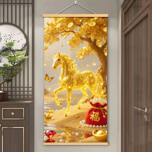 2026年新年马年马上有乾马到成功招财寓意祝福墙上挂画挂墙装饰画