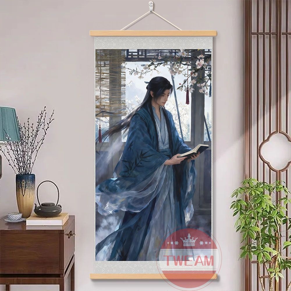 凡人修仙传韩立周边挂画国潮动漫水墨装饰画客厅玄关高颜值卷轴画