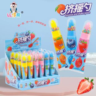 创意造型比得熊果挤摇勺果酱糖果多口味儿童零食小卖部流质糖果