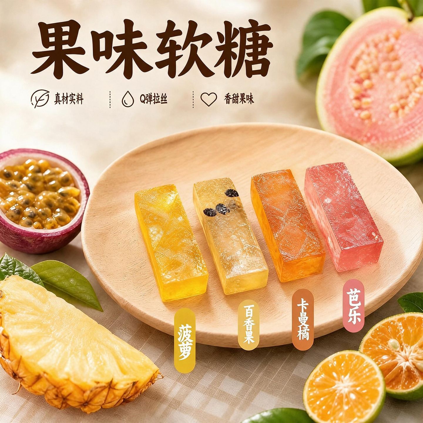 儿童校园分享解馋零食手工软糖网红拉丝糖果多种口味果汁软糖酸甜