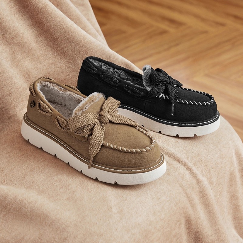 斯凯奇加绒保暖短毛绒乐福鞋