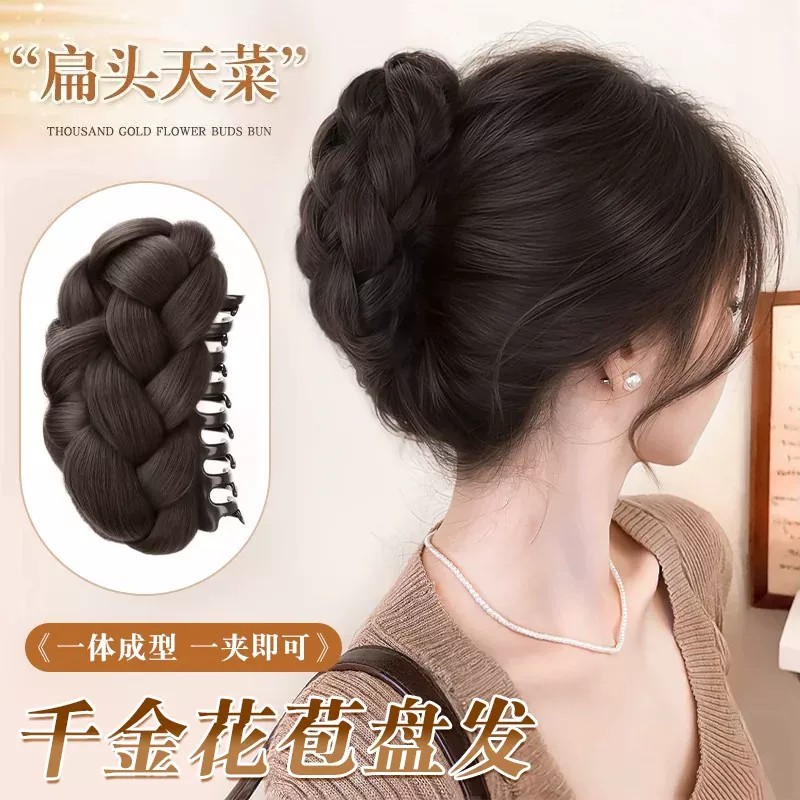 麻花丸子头假发女仿真发抓夹贵气