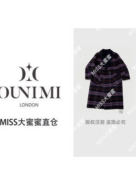 欧倪蜜OUNIMI捡漏设计师定制紫格秋冬长款格子外套023