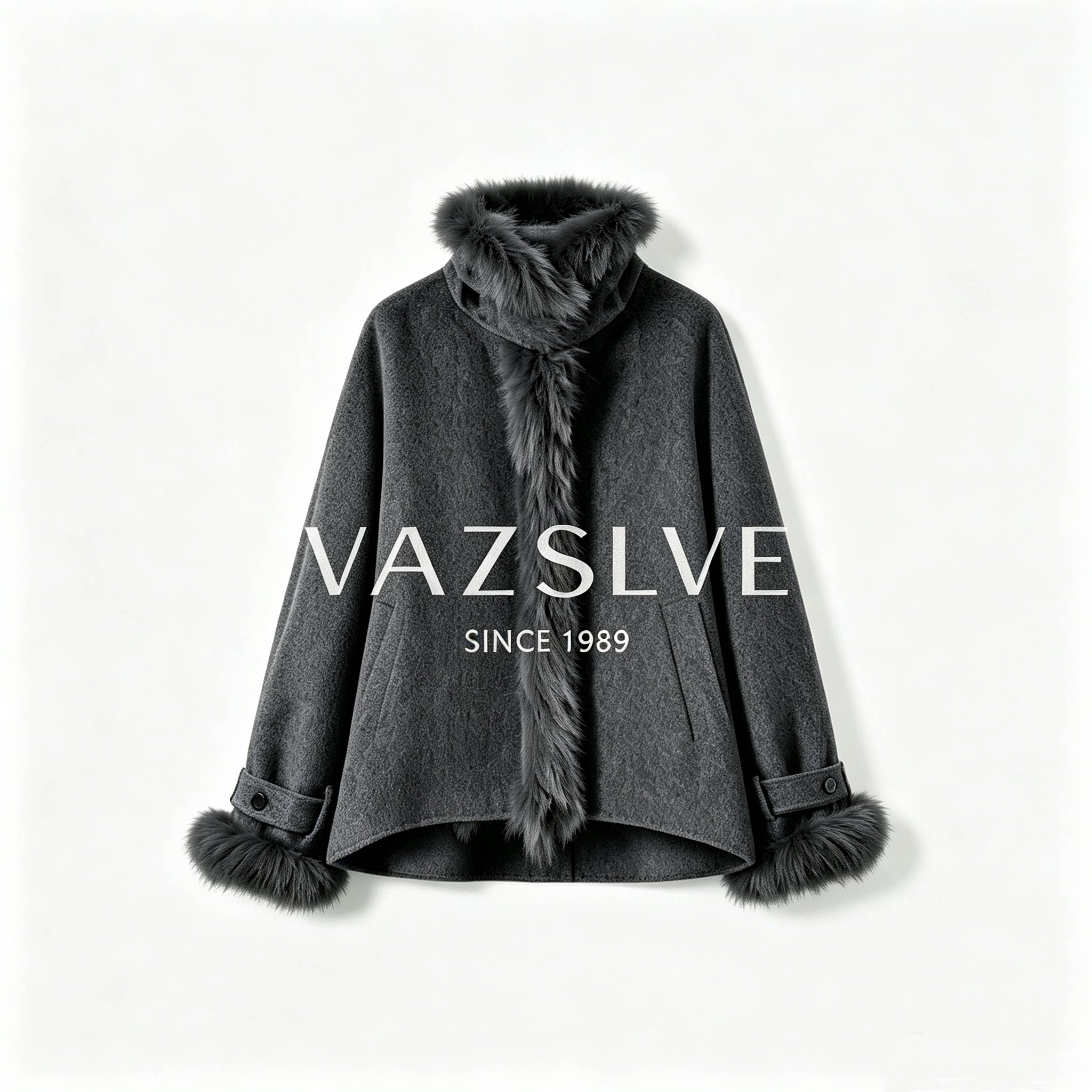 【VAZSLVE/全新奢品】山羊绒时尚韩版狐狸毛气质显瘦短款毛呢619