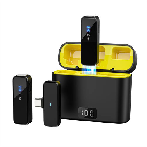 无线领夹麦克风手机收音麦吃播声控带数显充电仓直播电脑专用声卡