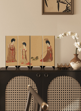 《簪花仕女图》宋代美学屏风桌面摆件高级感客厅电视柜艺术装饰品