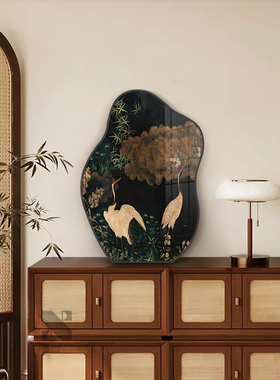 《青竹白鹤》中古风客厅装饰画电视柜桌面摆件高级感新中式装饰品