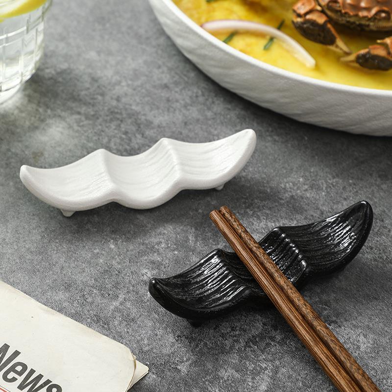 磨砂陶瓷筷子架筷托 托筷架汤勺托 托味碟碗碟套装饭厅摆台餐具酒