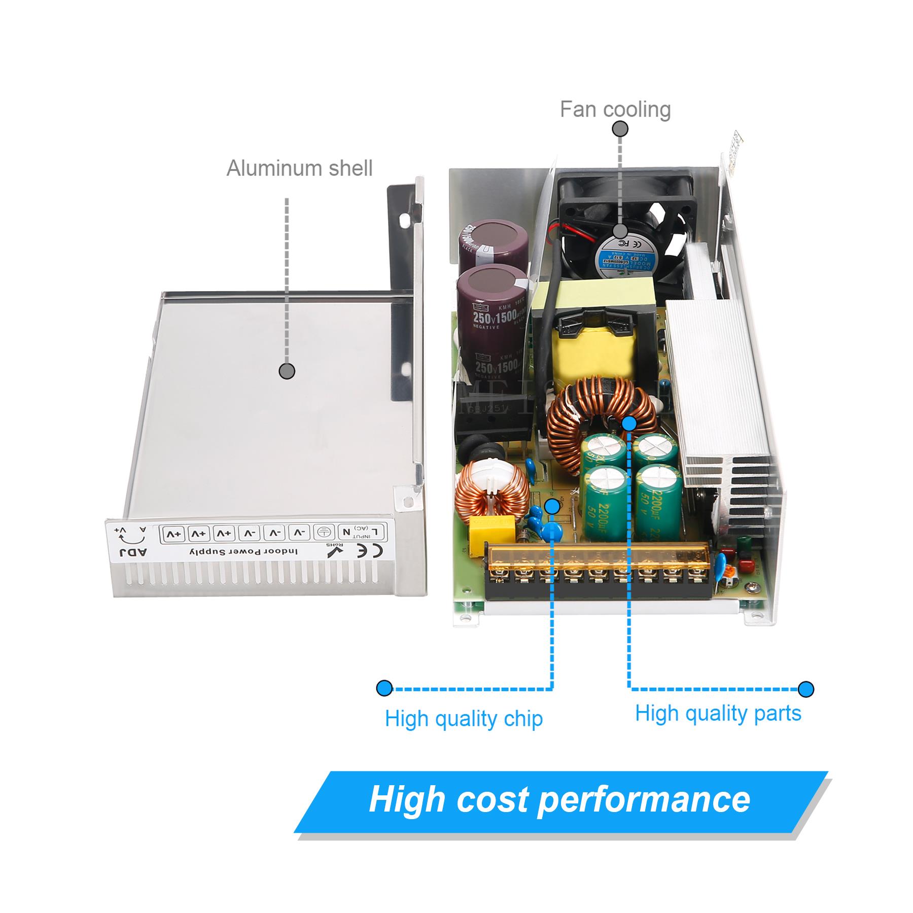 220转5V12V24V直流开关电源可调稳压大功率15W-1200W直流变压器