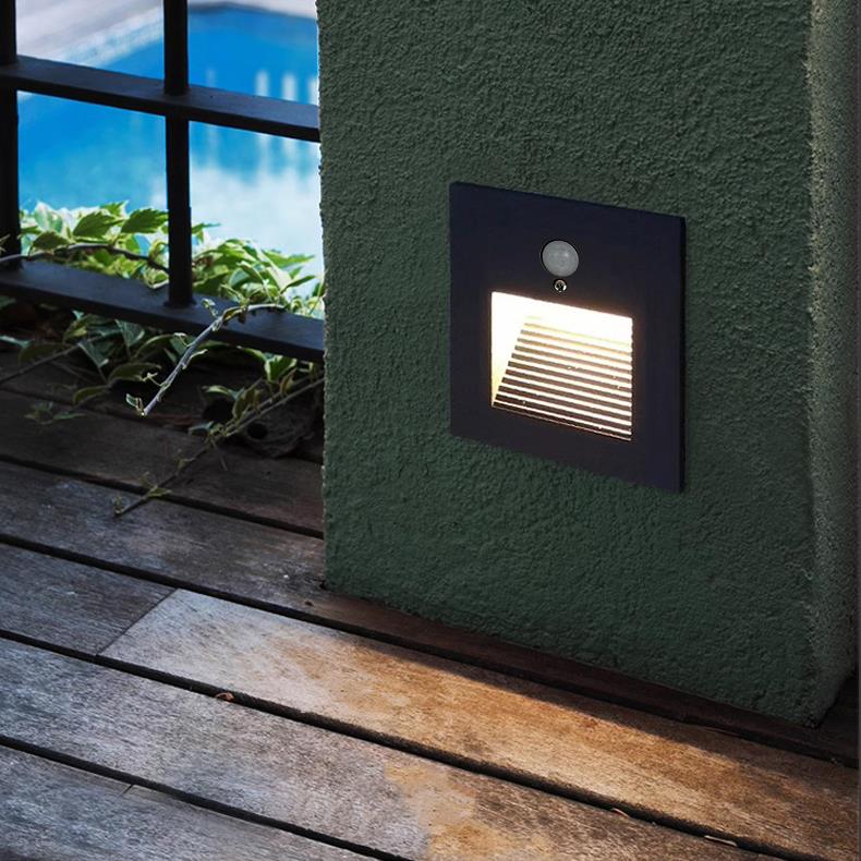 86型12v24v低压户外防水嵌入式地脚灯楼梯台阶LED人体感应踢脚灯