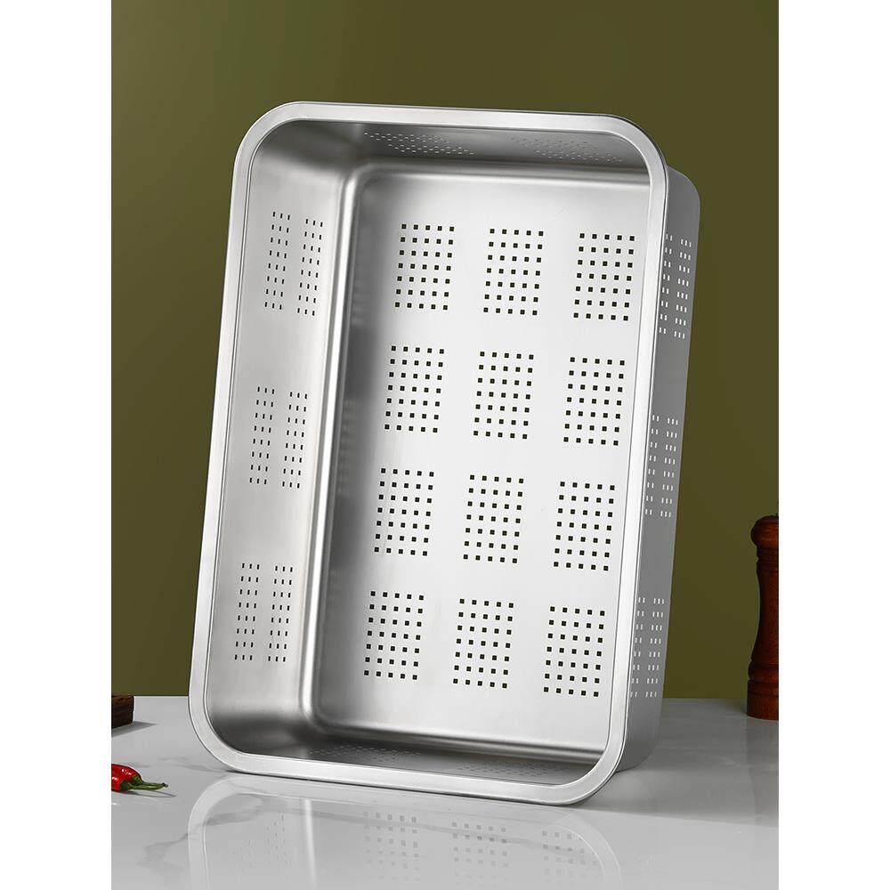 304不锈钢漏盆长方形沥水盆 商用洗菜盆沥水筐滤水篮漏盘冲孔方盆