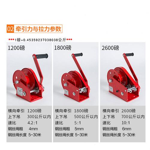 甄选厂家供应1200磅自锁式手摇绞车 手动卷扬机 双向自锁绞盘手动