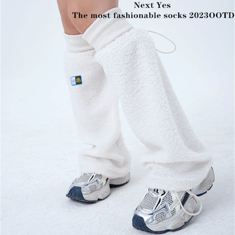 冬季新款毛绒抽绳款辣妹千禧y2k袜套女保暖加厚堆堆袜个性腿套女