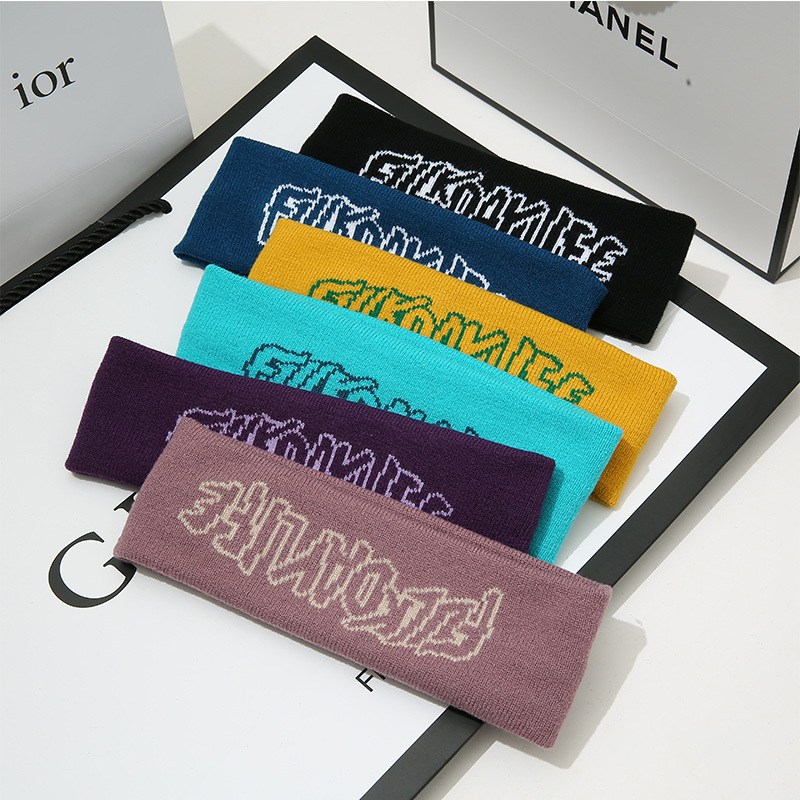 ins网红针织弹力纯色发带女韩版休闲运动宽边束发带洗脸发箍字母