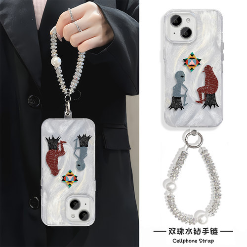 iPhone16羽纱15ProMax手机壳带挂绳14pm适用硬手链y300高级感一加13个性苹果12新款Thekey陈奕迅小米CIVI5PRO
