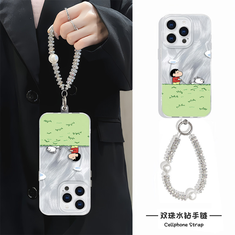 手机壳带挂绳华为Nova13小新小白散步适用苹果15可爱14ProMax卡通硬iPhone12小清新16plus创意羽纱高级感y300