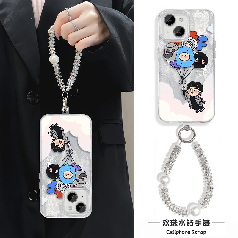 气球陈奕迅17ProMax华为PURA80手机壳带挂绳14PLUS少女心适用iPhone16卡通苹果12硬羽纱IQOO13红米NOTE15创意