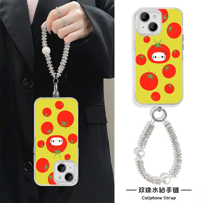 手机壳带挂绳16ProMax苹果1213适用iPhone17硬14羽纱15PLUS番茄凯蒂猫华为NOVA14OPPOFINDX8S小米17真我v70