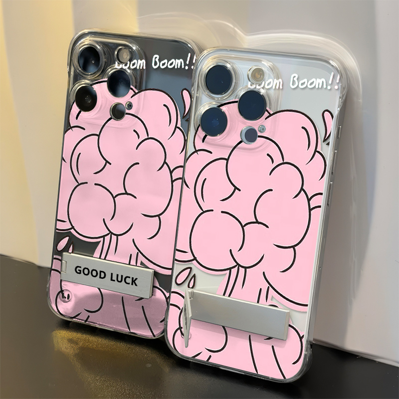 12ProMax高级感iPhone创意爆炸OPPOReno13适用硬16手机壳带支架苹果15plus透明超薄华为NOVA14无边框s17t个性