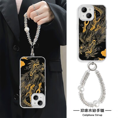 硬羽纱iPhone16e高级感金龙14plus新款苹果15适用手腕Reno13创意手机壳带挂绳12ProMax潮牌手链x200s一加ace5