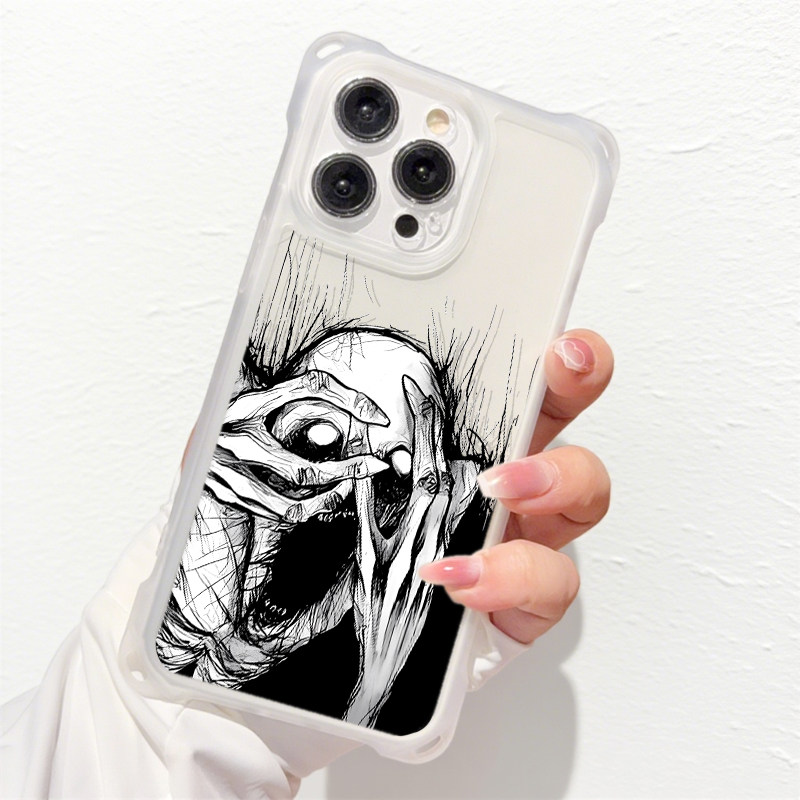 iPhone17斜挎手腕挂绳创意苹果13四角开孔适用华为NOVA15防摔16plus手机壳软12ProMax搞怪惊悚骷髅OPPORENO14