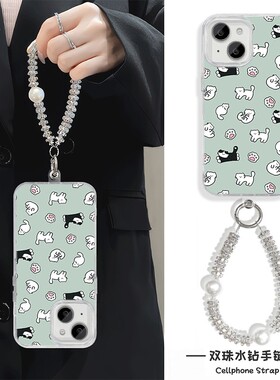 创意可爱小猫NOTE14手机壳带挂绳K80羽纱iPhone13适用S20苹果15Plus硬16ProMax高级感P70荣耀300女NOVA12卡通