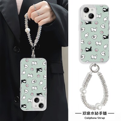 创意可爱小猫NOTE14手机壳带挂绳K80羽纱iPhone13适用S20苹果15Plus硬16ProMax高级感P70荣耀300女NOVA12卡通