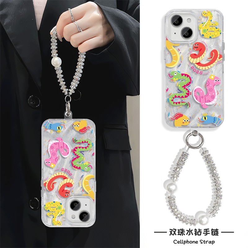 手机壳带挂绳13ProMax创意16pro新款iPhone14羽纱硬适用Nova12彩色蛇年中国风苹果15华为mate70荣耀300高级感