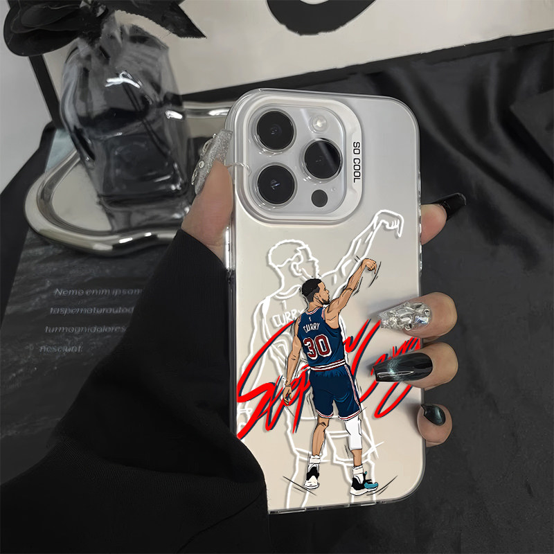 iPhone13苹果16创意红米NOTE15彩银VIVOIQOOZ11X硬适用14PLUS高级感12ProMax手机壳NBA三分库里个性小米17MAX