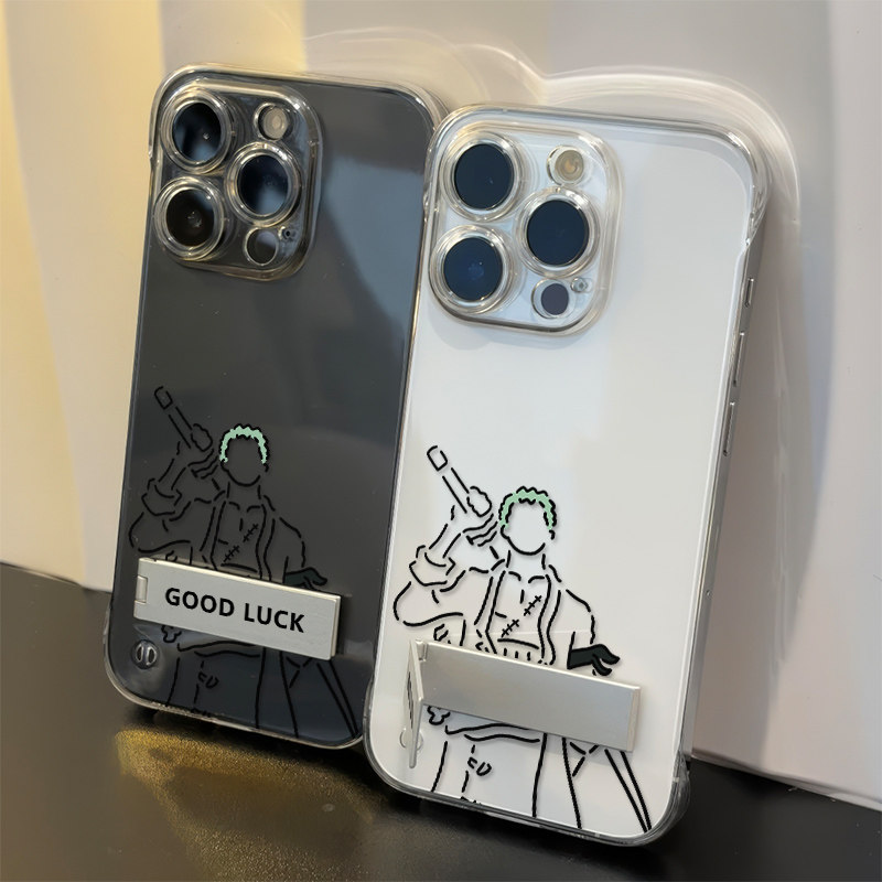 IQOOz9TURBO简笔刀鞘索隆荣耀x70i高级感苹果16超薄15透明14plus适用iPhone13手机壳带支架12ProMax无边框s30