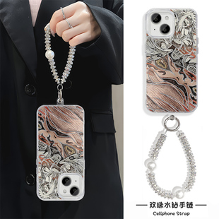 华为NOVA11Ultra羽纱14plus苹果13手机壳带挂绳12高级感涂鸦绘画16ProMax潮酷iPhone17适用硬小米15个性x100s