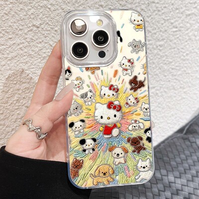 荣耀500可爱iPhone16PM羽纱硬苹果17高颜值15plus卡通OPPORENO14带挂绳一加13T适用12ProMax爆炸凯蒂猫手机壳