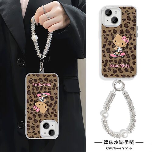 手机壳带挂绳16ProMax苹果1213适用iPhone17硬14羽纱15PLUS书包豹纹kt猫华为NOVA14OPPORENO15VIVOX300一加15