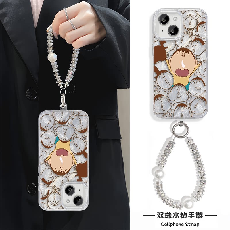 华为NOVA12手机壳带挂绳14ProMax高级感16硬iPhone15plus适用苹果13羽纱华为Mate70满屏阿呆真我gt7pro卡通a5