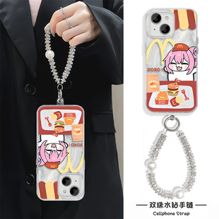 iPhone16e卡通适用14ProMax硬15PLUS可爱苹果17开心桃乐丝手机壳带挂绳IQOO13高级感Nova12羽纱少女心VIVOS30