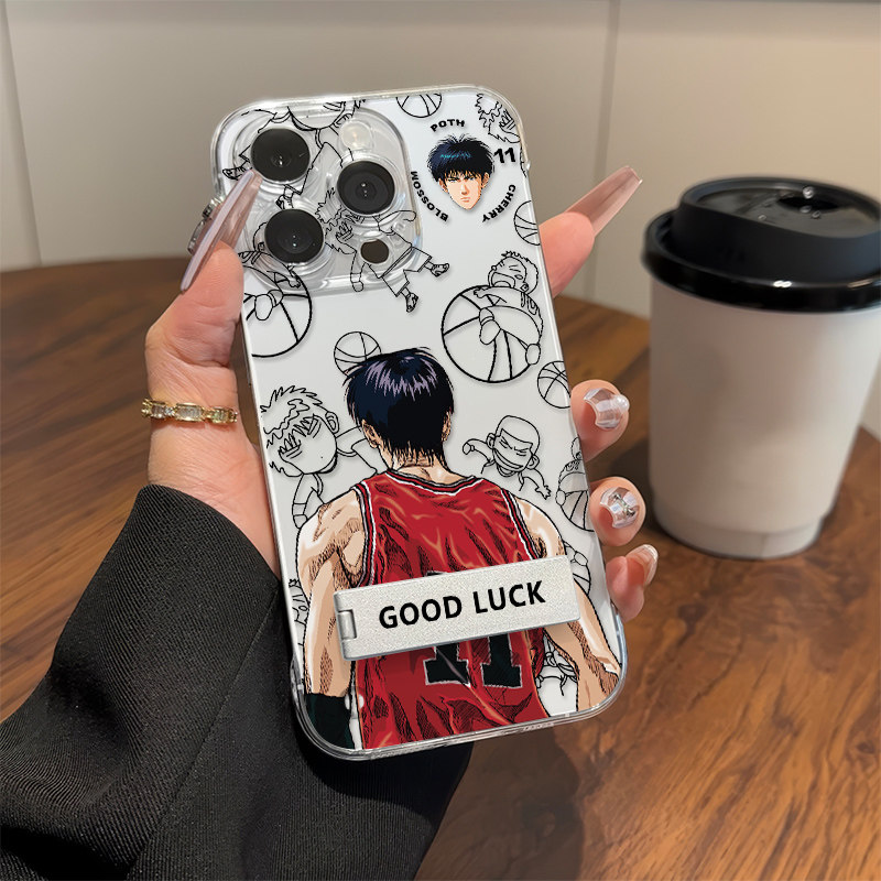 华为Mate70适用13ProMax手机壳带支架12无边框灌篮高手11号iPhone16超薄高级感15plus透明苹果14潮酷荣耀x70i