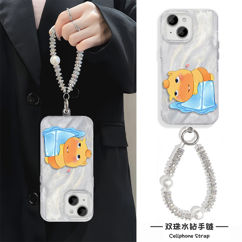 小米15羽纱14plus可爱苹果13手机壳带挂绳12少女心16ProMax冰块水豚噜噜iPhone17适用硬荣耀MAGIC7超仙iQOOz9
