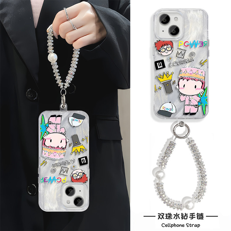 华为Nova13粉衣Q版权志龙14苹果12ProMax高级感羽纱iPhone17卡通适用小米15ULTRA硬16PLUS手机壳带挂绳FINDX8