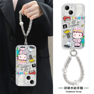 华为Nova13粉衣Q版权志龙14苹果12ProMax高级感羽纱iPhone17卡通适用小米15ULTRA硬16PLUS手机壳带挂绳FINDX8