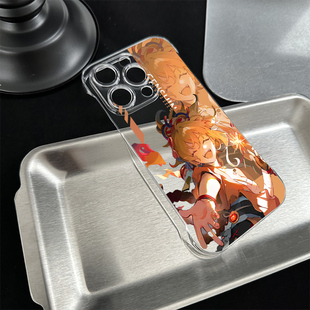 OPPOA6PRO动漫伸手宵宫适用iPhone13高级感真我15T硬14plus手机壳带支架苹果16无边框17ProMax超薄12透明小众