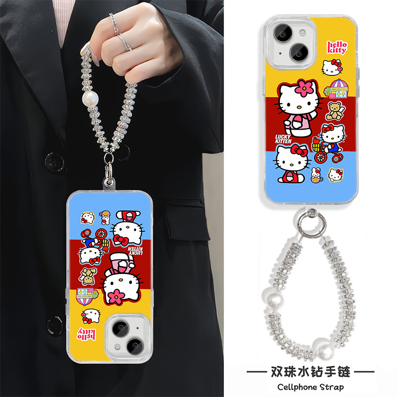 华为NOVA13手机壳带挂绳iPhone17适用硬小米15Ultra少女心红米TURBO4羽纱14plus苹果12ProMax春日小熊kt猫16e