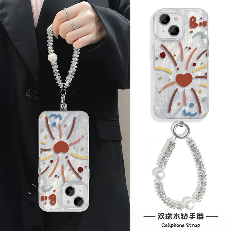 烟花iPhone13手机壳带挂绳15Ultra羽纱K80Pro苹果16Plus适用RENO14硬12ProMax高级感MATE70女ins风TURBO4创意